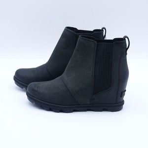 NEW Sorel Joan Of Arctic Wedge II Waterproof Chelsea Boots Black